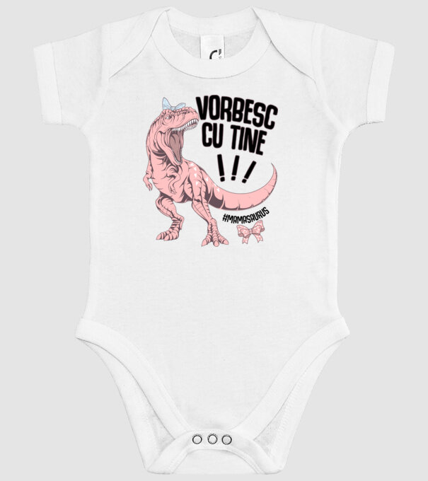 Vorbesc cu tine! #mamasaurus model alb pe tricou