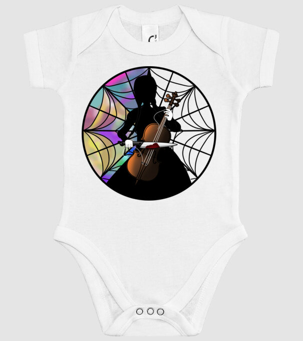 Wednesday Addams Cello - Enid room model alb pe tricou