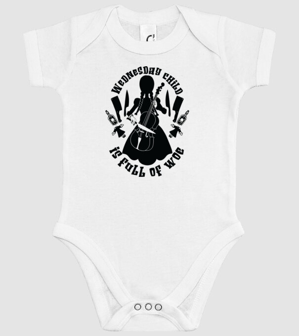 Wednesday child is full of woe model alb pe tricou