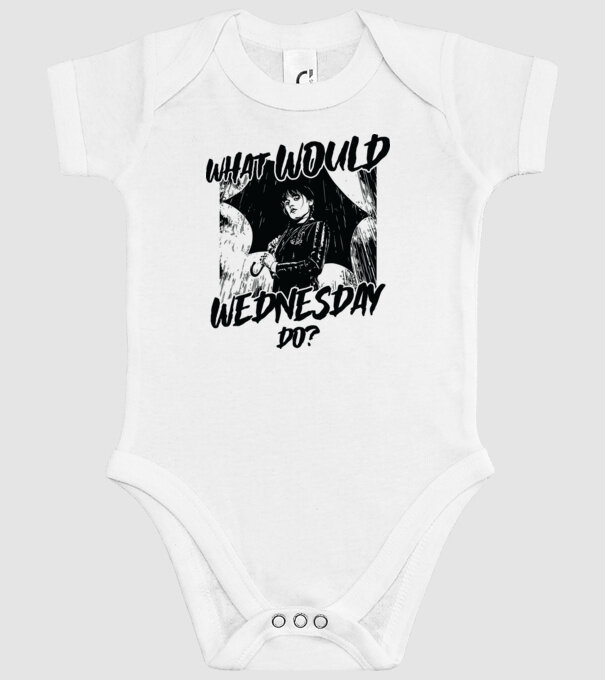 What would Wednesday do model alb pe tricou