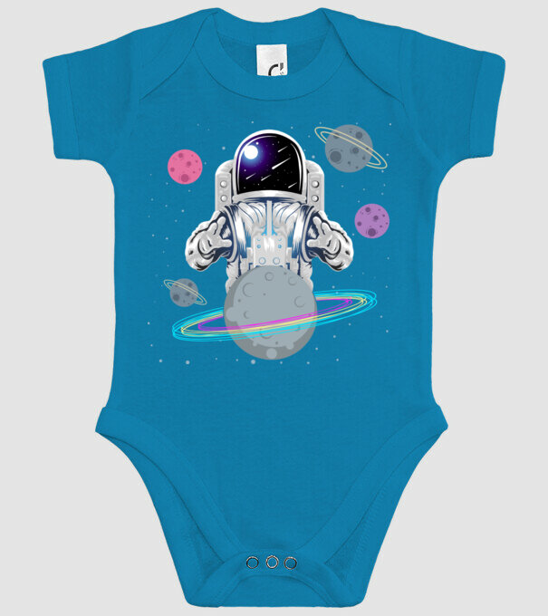 Astronaut planets model turcoaz pe tricou