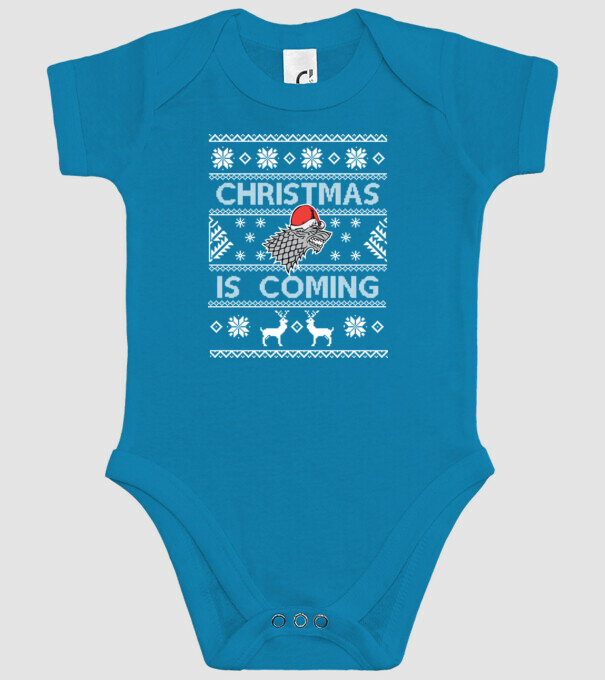 Christmas is Coming ugly sweater Game of Thrones model turcoaz pe tricou