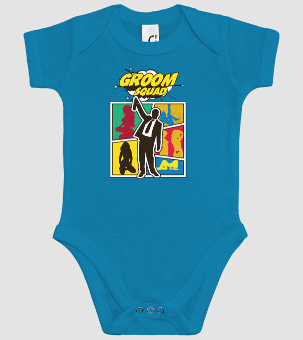 Comic Groom Squad model turcoaz pe tricou