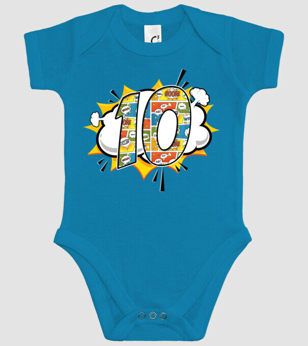 Birthday Comic Number 10 model turcoaz pe tricou