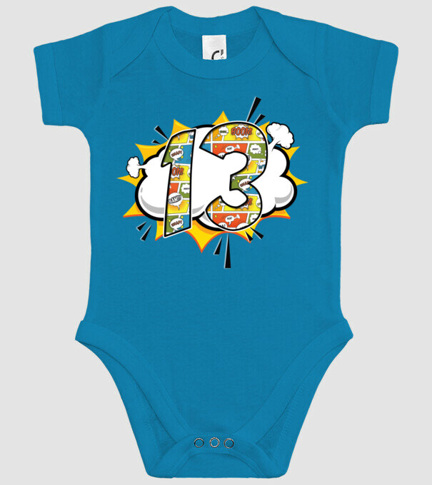 Birthday Comic Number 13 model turcoaz pe tricou