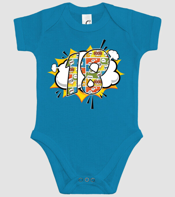 Birthday Comic Number 18 model turcoaz pe tricou