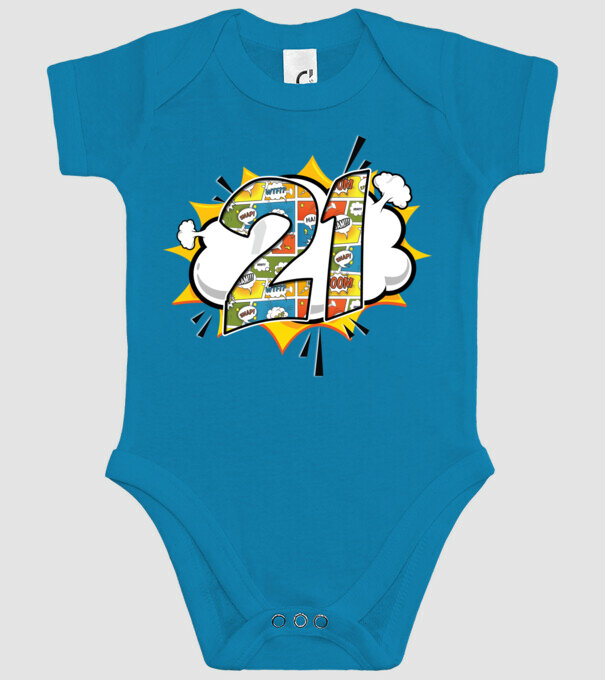 Birthday Comic Number 21 model turcoaz pe tricou