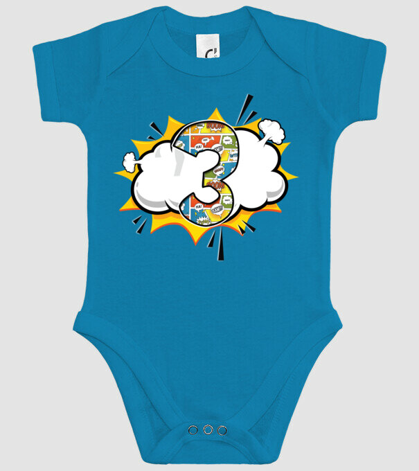 Birthday Comic Number 3 model turcoaz pe tricou
