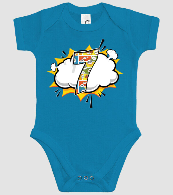 Birthday Comic Number 7 model turcoaz pe tricou