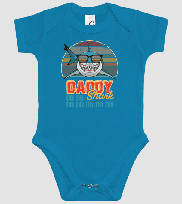 Daddy shark v2 model turcoaz pe tricou