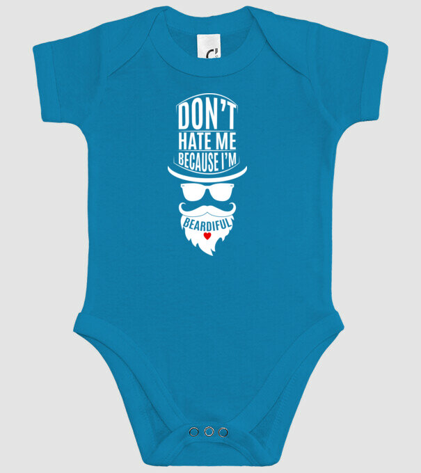 'Don''t hate me because I''m beardiful' model turcoaz pe tricou