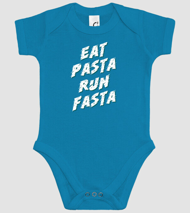eat pasta run fasta model turcoaz pe tricou