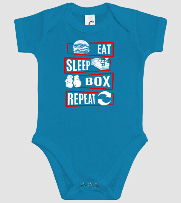 Eat sleep box repeat model turcoaz pe tricou