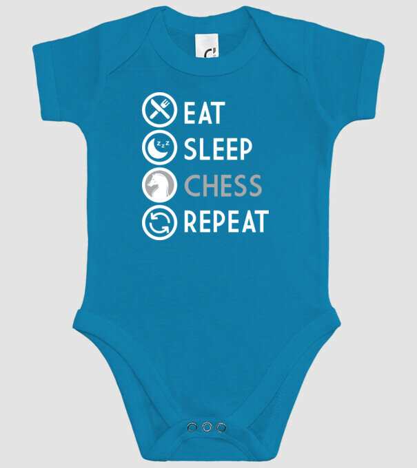 eat sleep chess model turcoaz pe tricou