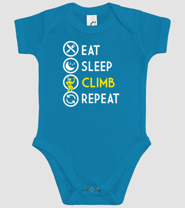 Eat sleep climb model turcoaz pe tricou