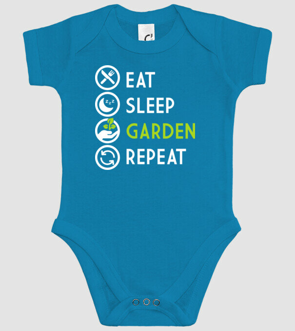 Eat sleep garden repeat model turcoaz pe tricou