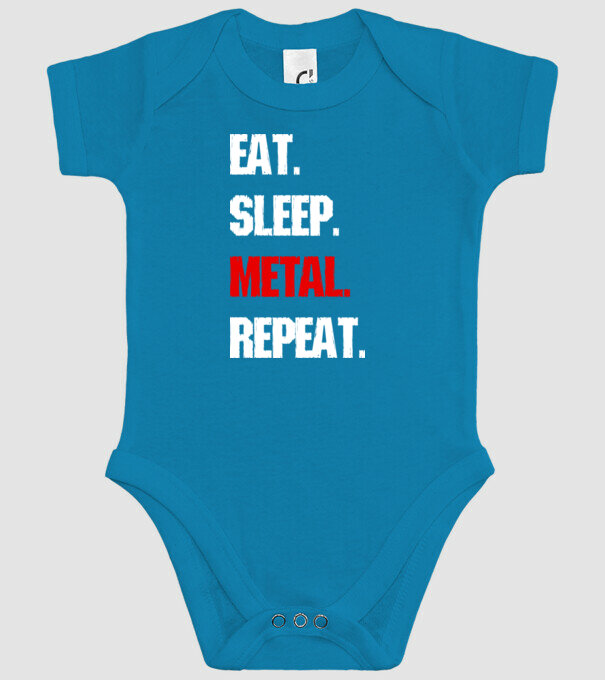 Eat sleep METAL repeat model turcoaz pe tricou