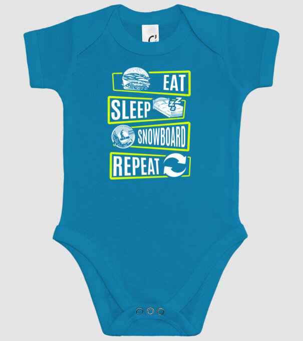 Eat sleep SNOWBOARD repeat V2 model turcoaz pe tricou
