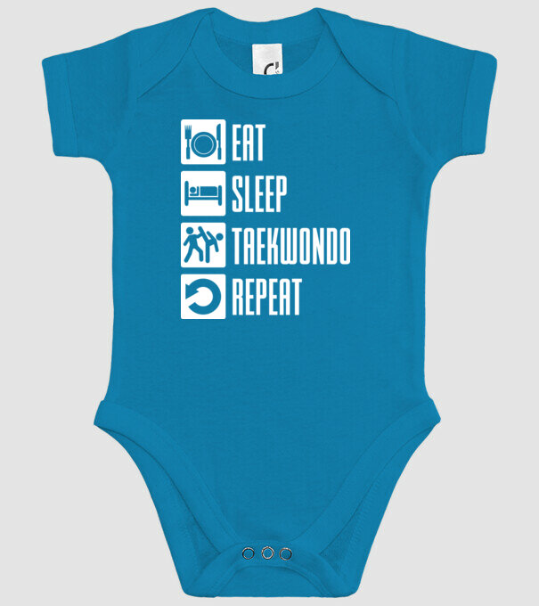 Eat sleep taekwondo model turcoaz pe tricou