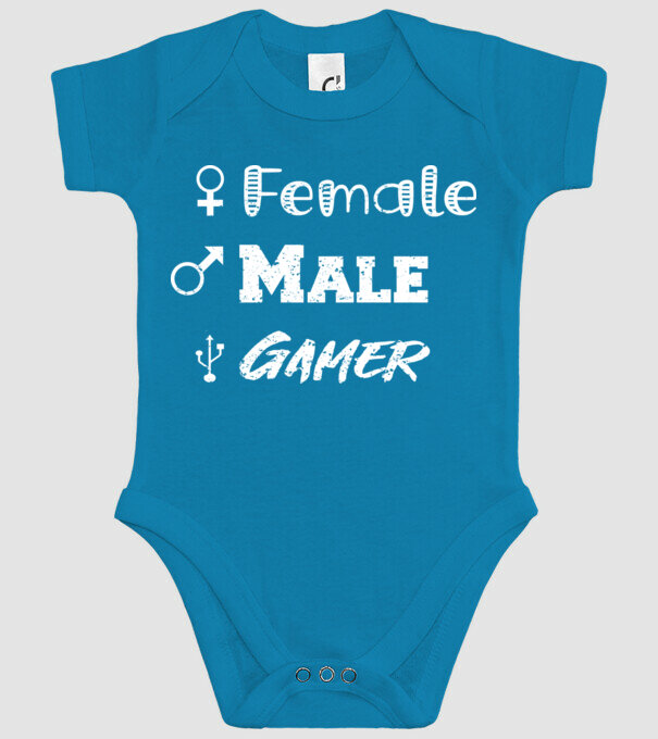 Female Male Gamer model turcoaz pe tricou