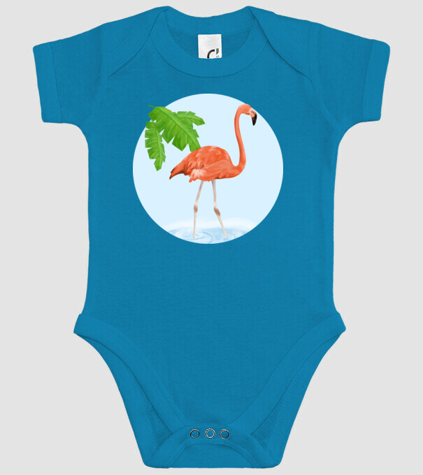 Flamingo model turcoaz pe tricou