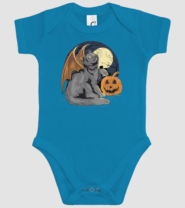 Halloween cica model turcoaz pe tricou