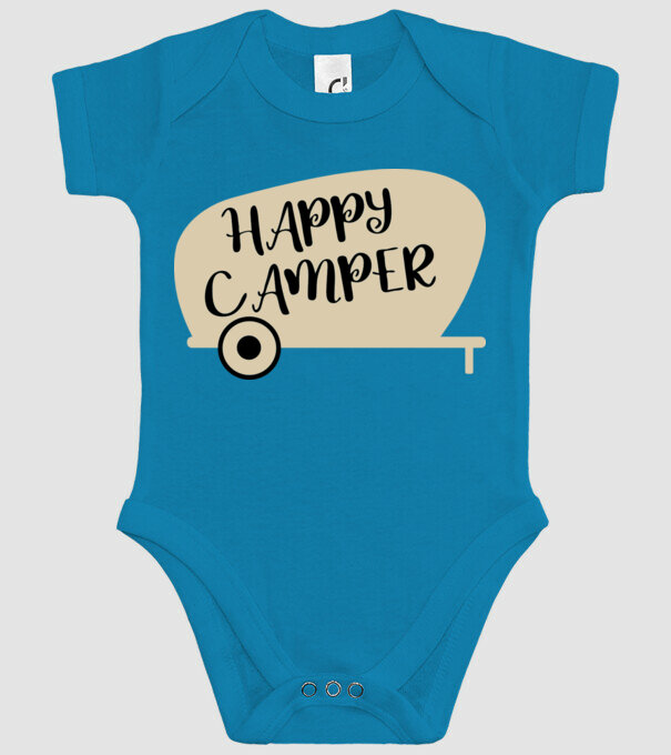 Happy camper text model turcoaz pe tricou