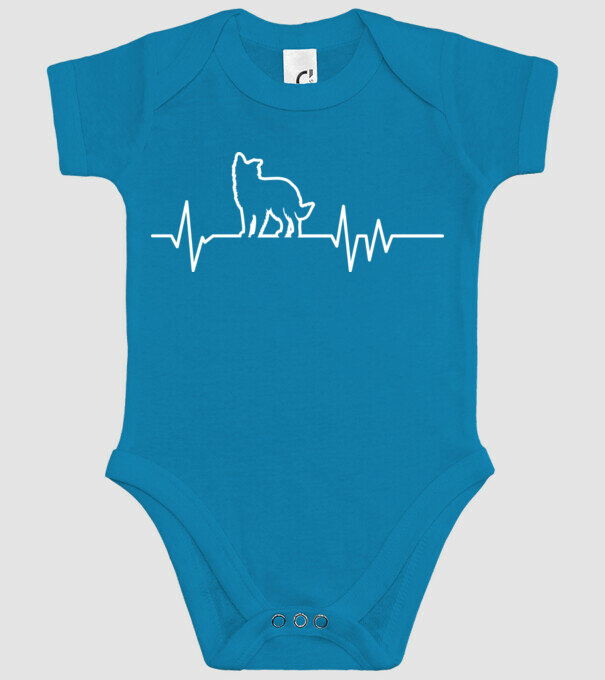 Heartbeat line Border Collie model turcoaz pe tricou