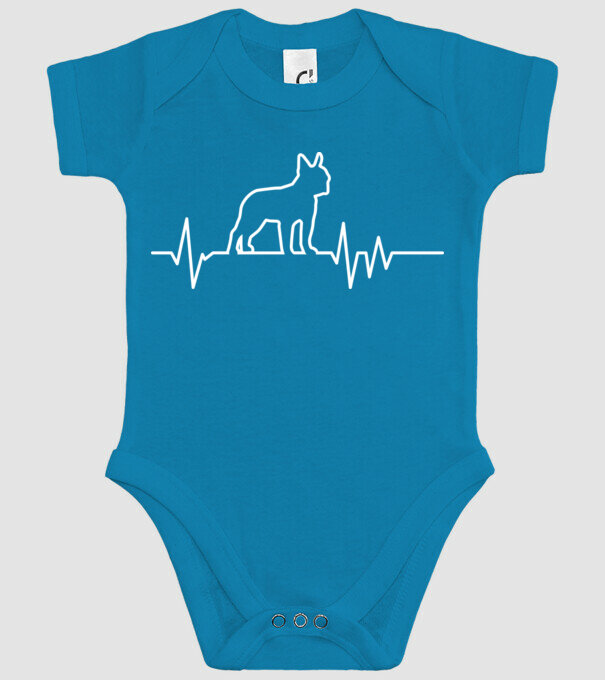 Heartbeat line Boston Terrier model turcoaz pe tricou