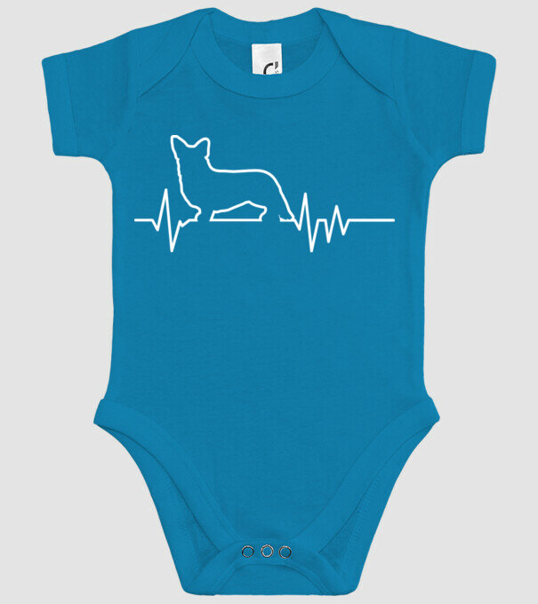 Heartbeat line Corgie model turcoaz pe tricou