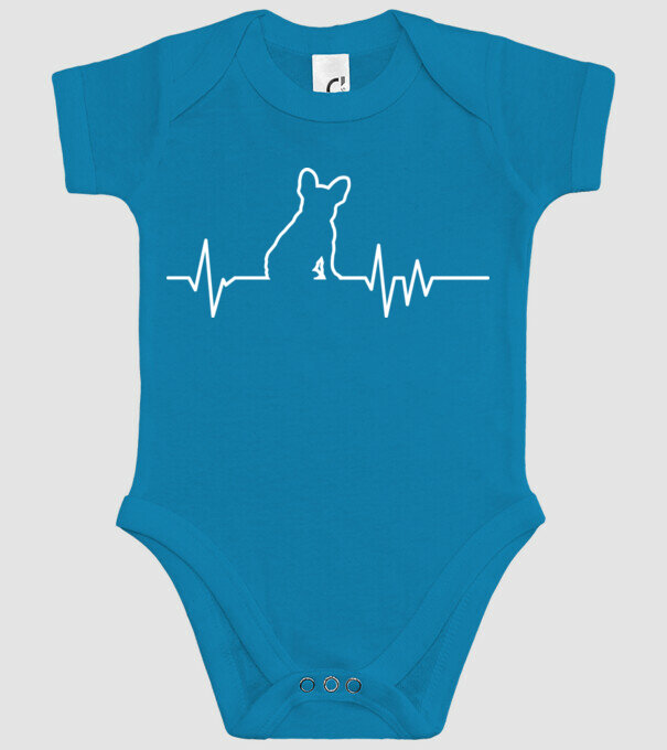Heartbeat line Francia Bulldog model turcoaz pe tricou