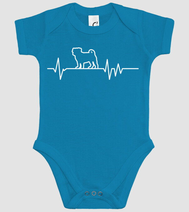 Heartbeat line Mops model turcoaz pe tricou