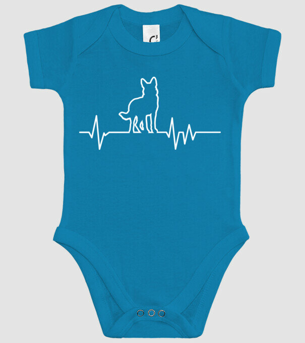Heartbeat line Ciobănesc german model turcoaz pe tricou