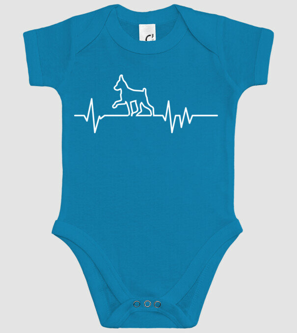 Heartbeat line Pinscher model turcoaz pe tricou