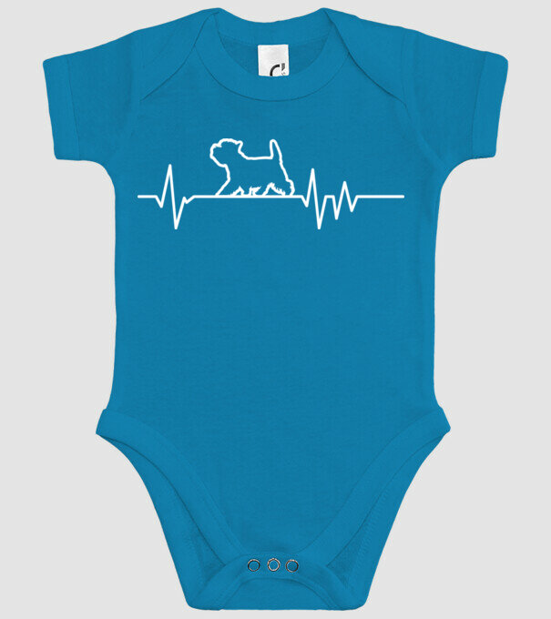 Heartbeat line Westie model turcoaz pe tricou