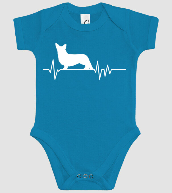 Heartbeat silueta Corgie model turcoaz pe tricou