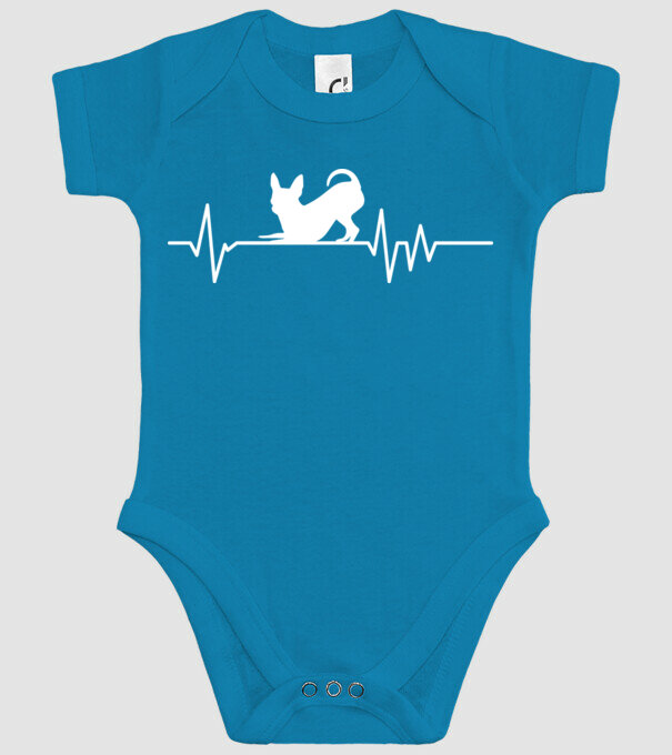 Heartbeat silueta Chihuahua model turcoaz pe tricou