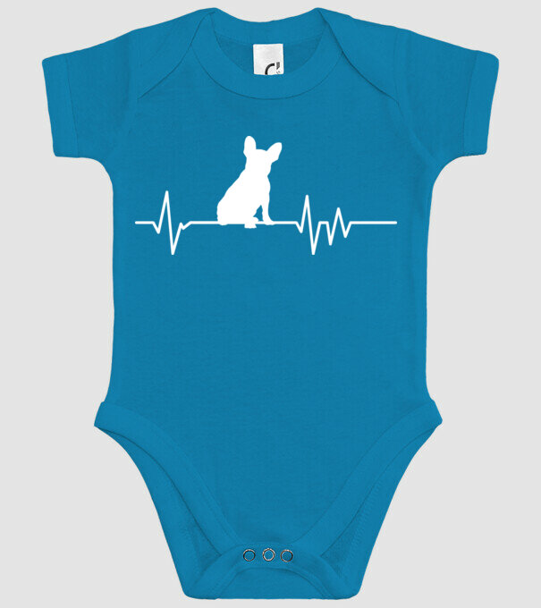 Heartbeat siluetă Bulldog francez model turcoaz pe tricou