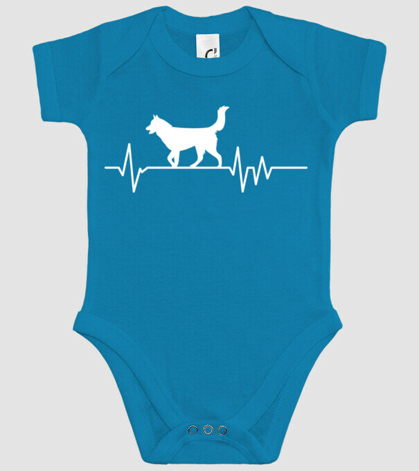 Heartbeat silueta Husky model turcoaz pe tricou