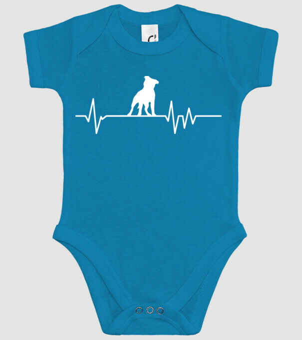 Heartbeat silueta Staffordshire terrier model turcoaz pe tricou