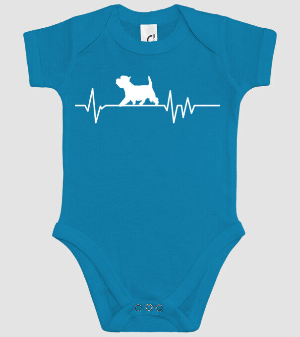 Heartbeat silueta Westie model turcoaz pe tricou