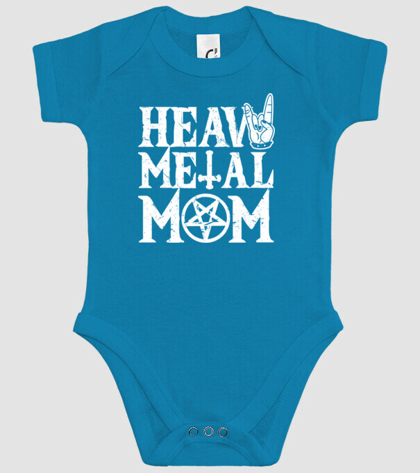 Heavy Metal Mom model turcoaz pe tricou