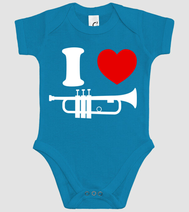 I heart trumpet model turcoaz pe tricou