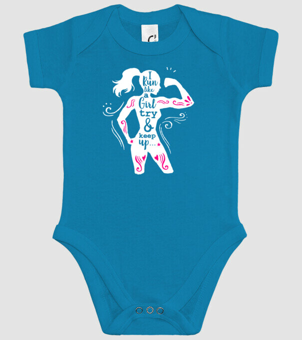 i run like a girl model turcoaz pe tricou