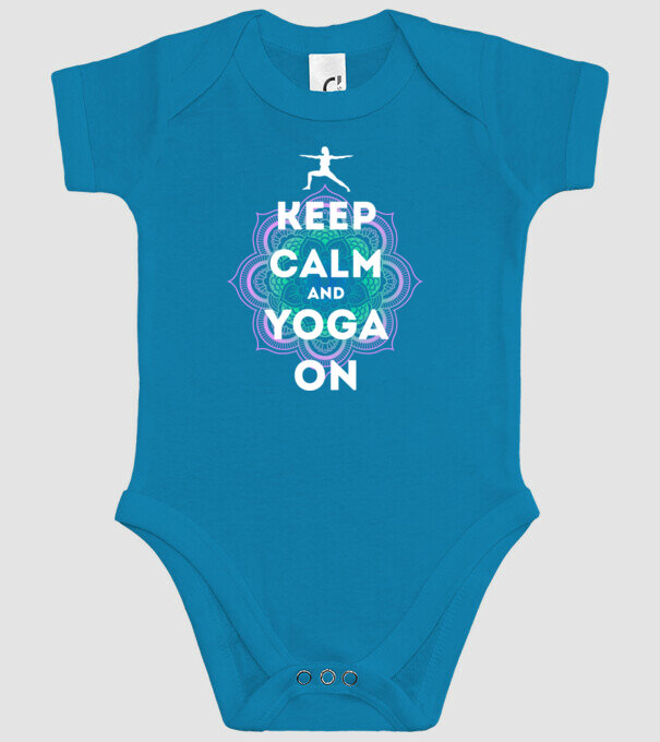 keepcalm yoga white model turcoaz pe tricou