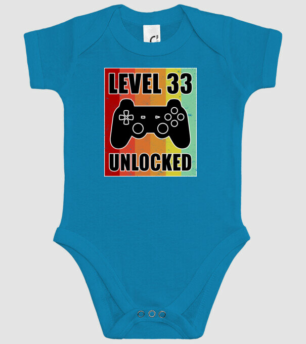level 33 unlocked retro gamer model turcoaz pe tricou