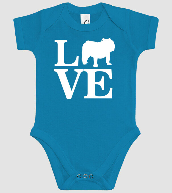 LOVE BULDOG ENGLEZESC model turcoaz pe tricou