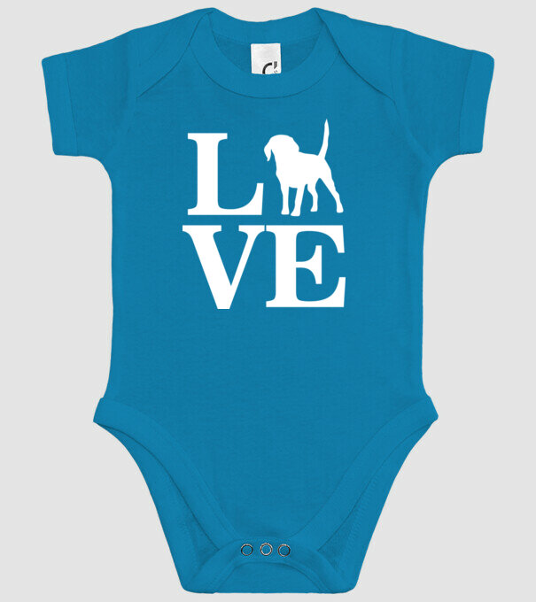 LOVE BEAGLE model turcoaz pe tricou