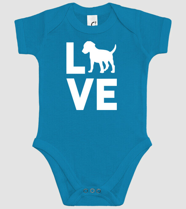 LOVE Beagle model turcoaz pe tricou