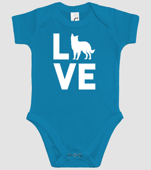 LOVE Border Collie model turcoaz pe tricou